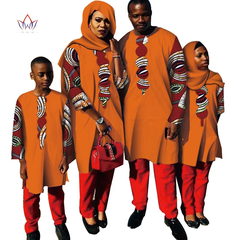 Комплект из 4 предметов, Африканский Топ для женщин и мужчин, Bazin Riche, одежда в африканском стиле, мужская верхняя одежда для пары в африканском стиле, топы для детей, одежда, WYQ265