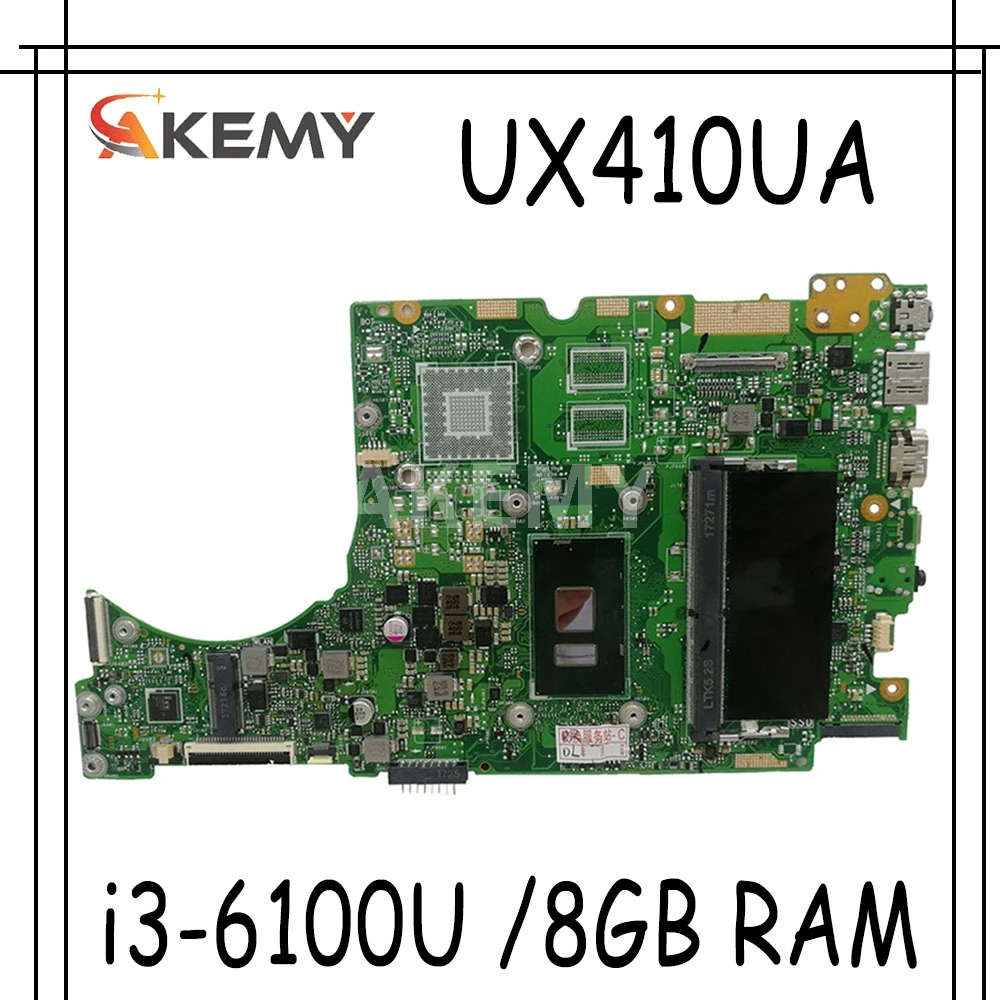 Akemy UX410UA Motherboard For ASUS UX410UQ UX410UQK UX410UV UX410U RX410U Laotop Mainboard with i3-6100U CPU 8GB RAM | Компьютеры и