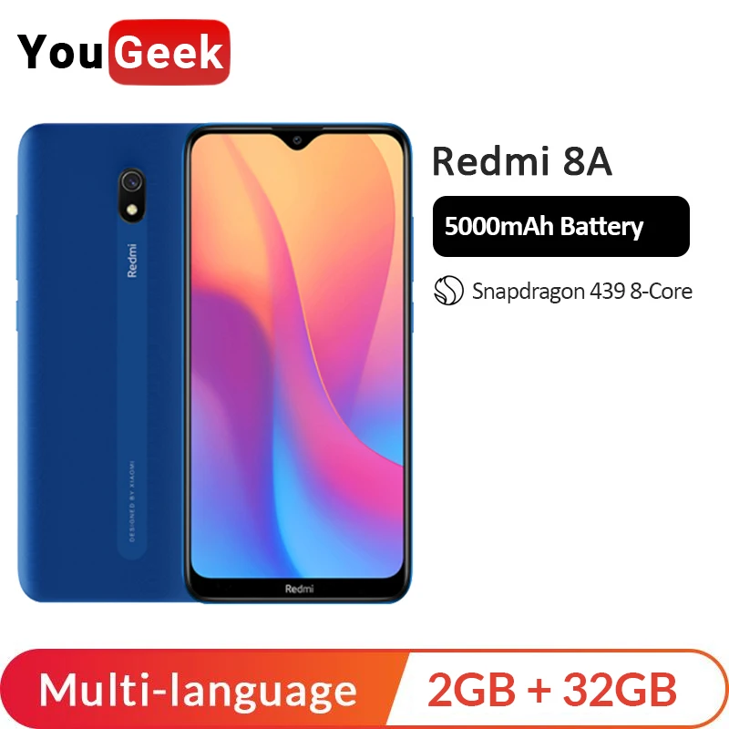 

Global ROM Xiaomi Redmi 8A 8 A 32GB ROM 2GB RAM CellPhone Snapdragon 439 Octa Core 6.22" Full Screen 5000mAh 12MP Camera MIUl 10