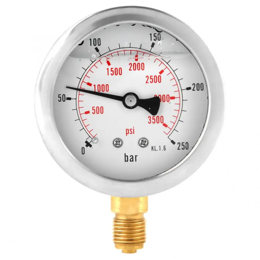 0-250Bar 0-3750PSI G1/4 63 мм Циферблат гидравлический датчик давления воды метр компрессионный тестер
