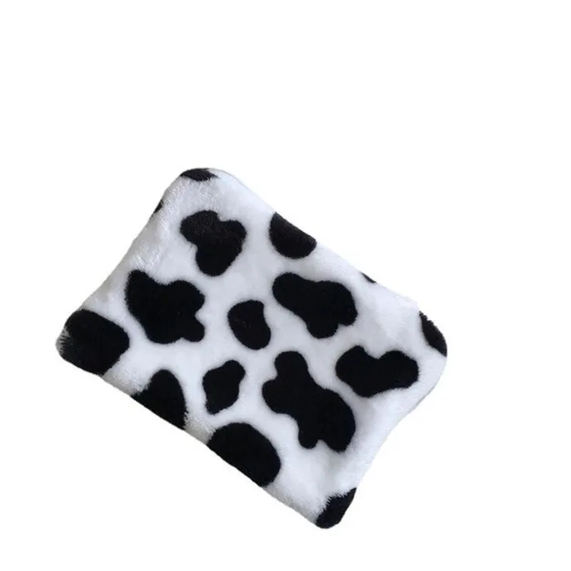 Cute Cow Print Plush Coin Purses Mini Coin Wallet Bag Card Holder ID Credit Holder Pocket Women Girls Purse coin purse,card wallet,coin wallet,plush coin purse,card holders