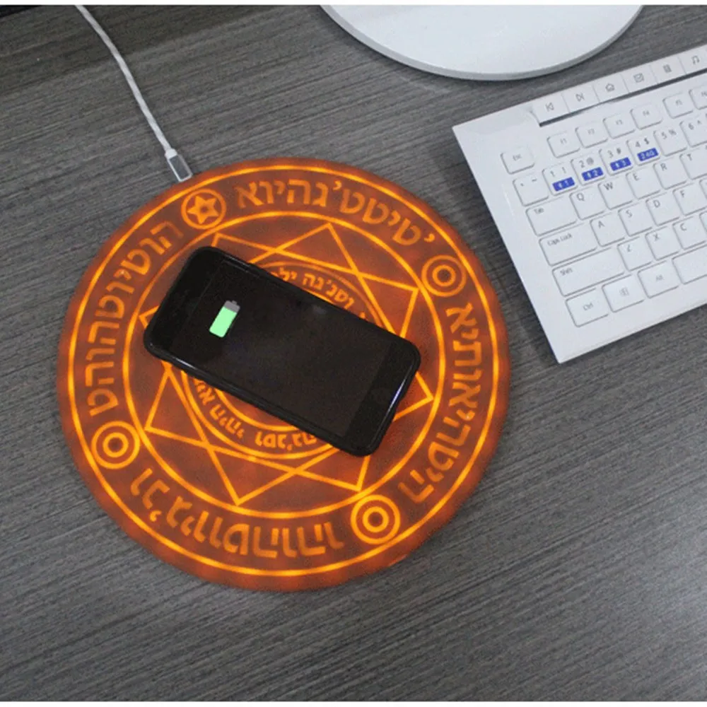 Universal qi fast charging wireless charger 10w glowing magic array wireless charger for iphone samsung universal mobile phone