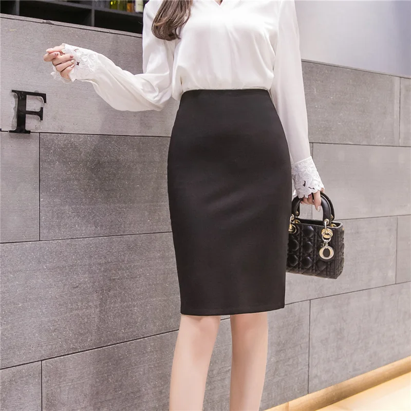 Большой размер, высокая талия, эластичная юбка-карандаш, женские юбки ...