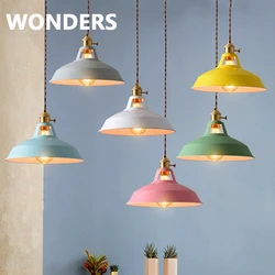 Plafonnier LED suspendu en fer au design nordique Macaron, luminaire décoratif d'intérieur, idéal pour un café, un bar, une table de chevet ou un restaurant, nouveau modèle 