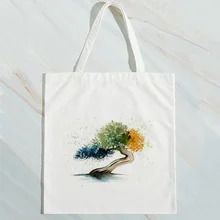 Модная Сумка-тоут рисунок дерева, холст, сумка моющаяся Эко сумка для ежедневного использования, сумка для покупок многоразовая