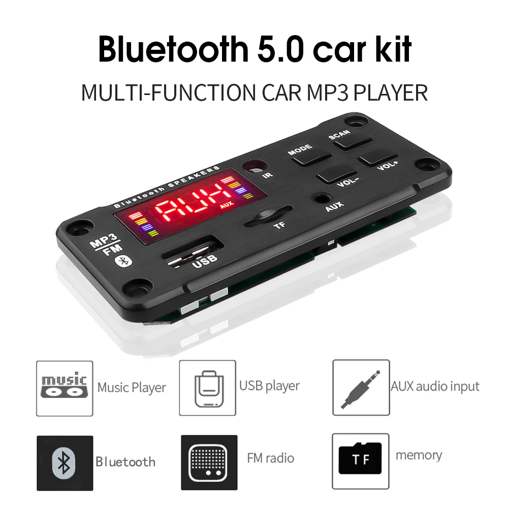 KEBIDU Bluetooth MP3 декодер аудио плата DC 5 в 12 В USB блок питания TF FM Радио MP3 плеер для Автомобильный Динамик+ пульт дистанционного управления