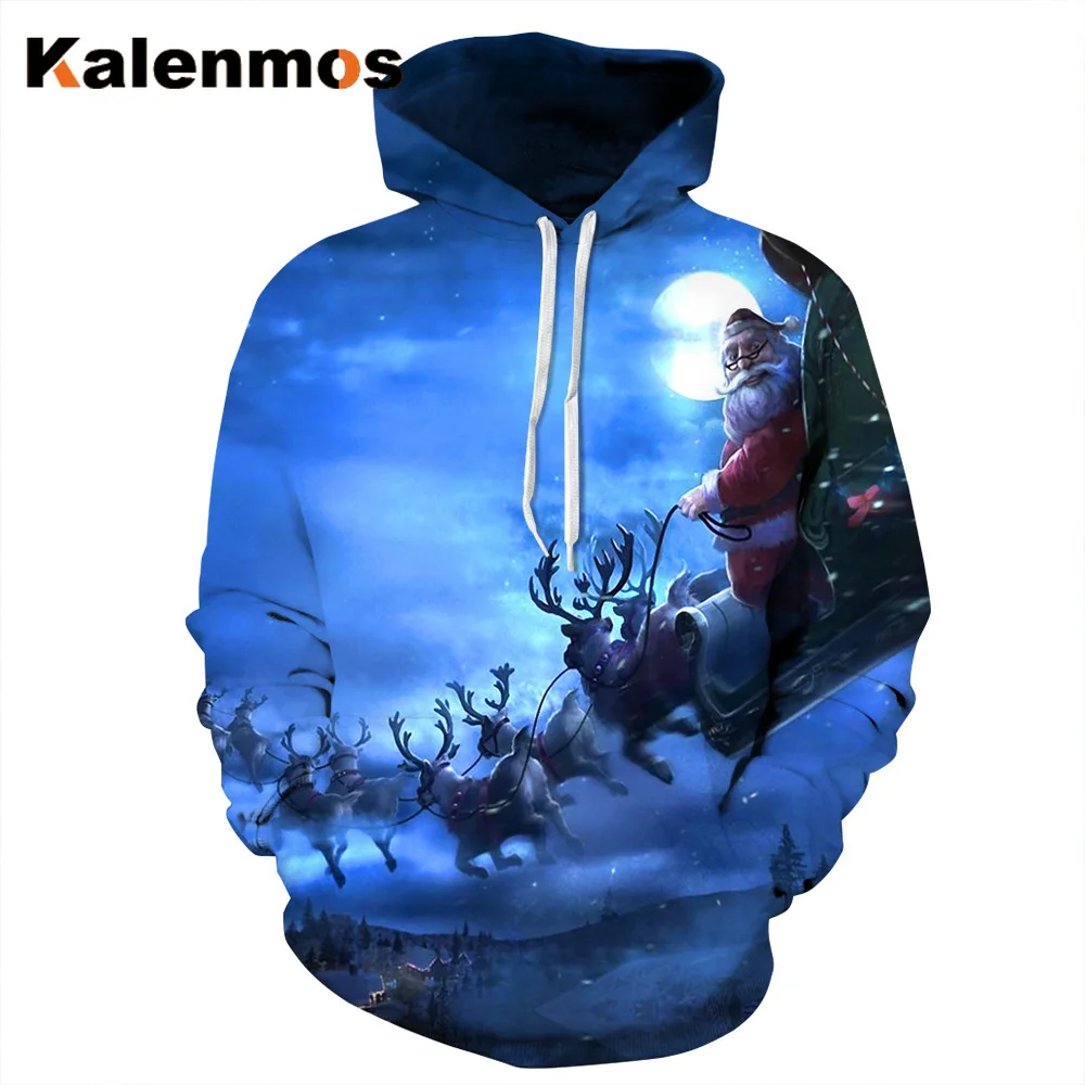 Унисекс пара Рождественские толстовки для женщин и мужчин толстовки с принтом Санта Клауса лыжный фестиваль спортивные костюмы пуловер с капюшоном топы с капюшоном
