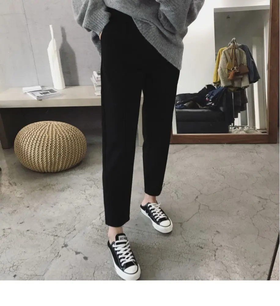 nike sweatpants BGTEEVER Winter Thicken Women Pencil Pants Wool Pants Female Autumn High Waist Loose Trousers Capris Soft Good Fabric BGTEEVER plaid pants