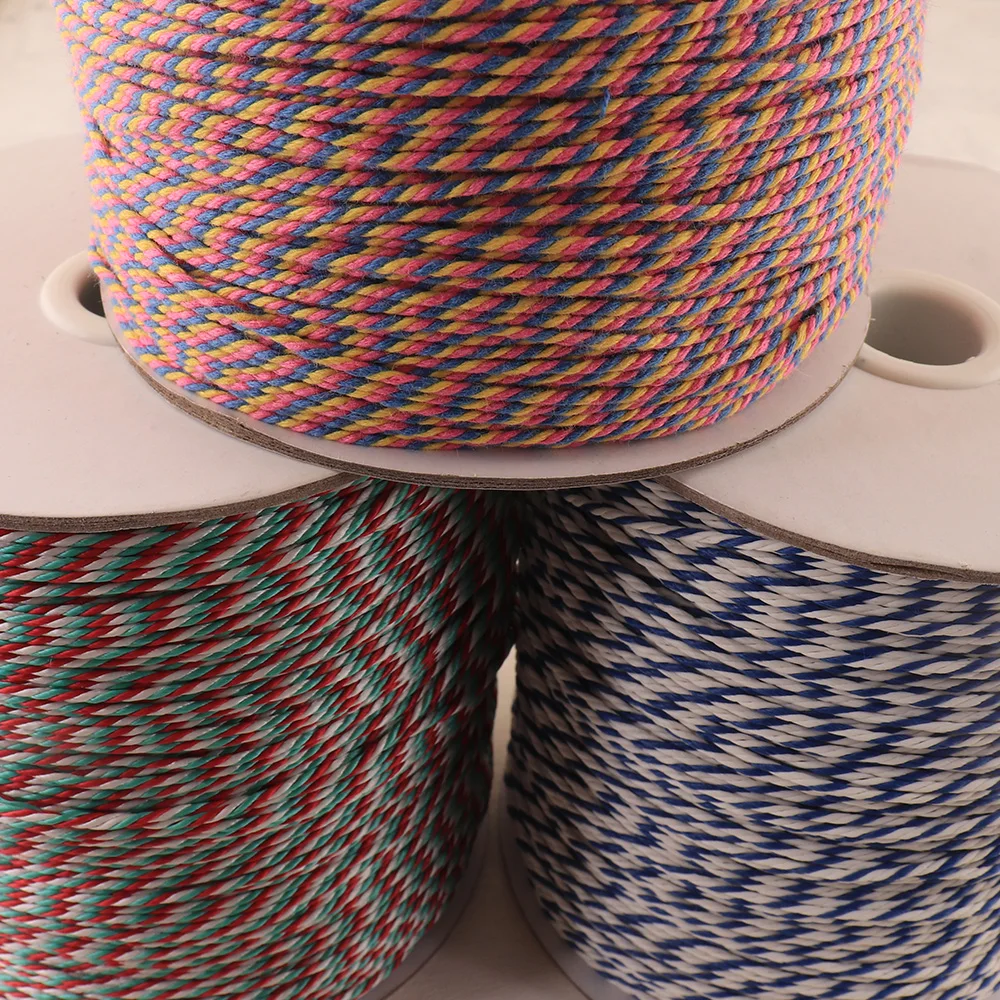 

1.5 mm Polyester Three Twisted Rope Pink yellow/Blue white/Red green white colourful DIY Accessories Crafts String Decoration
