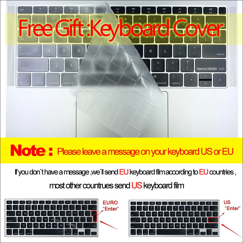 Чехол для ноутбука MacBook Touch ID Air 13 A1932 для MacBook Air Pro retina 11 12 13 13,3 15 touch bar A2159+ крышка клавиатуры