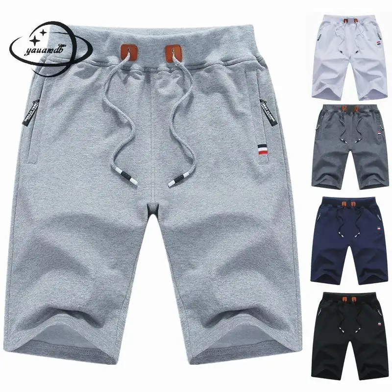Мужские повседневные шорты, летние мужские короткие штаны, одежда с эластичной резинкой на талии, свободные, длина по колено, хлопок, удобная мужская одежда h36