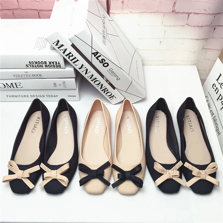 

Spring And Autumn Korean-style Low-Cut Square Head Shoes Women's Sweet Graceful Bow Flat Top Shoes Gel Shoes Students WOMEN'S Sh