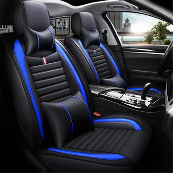 

Universal PU Leather Car Seat Covers Front and Backrest Sports Racing Seat Protector Cushion with Headrests Pillows