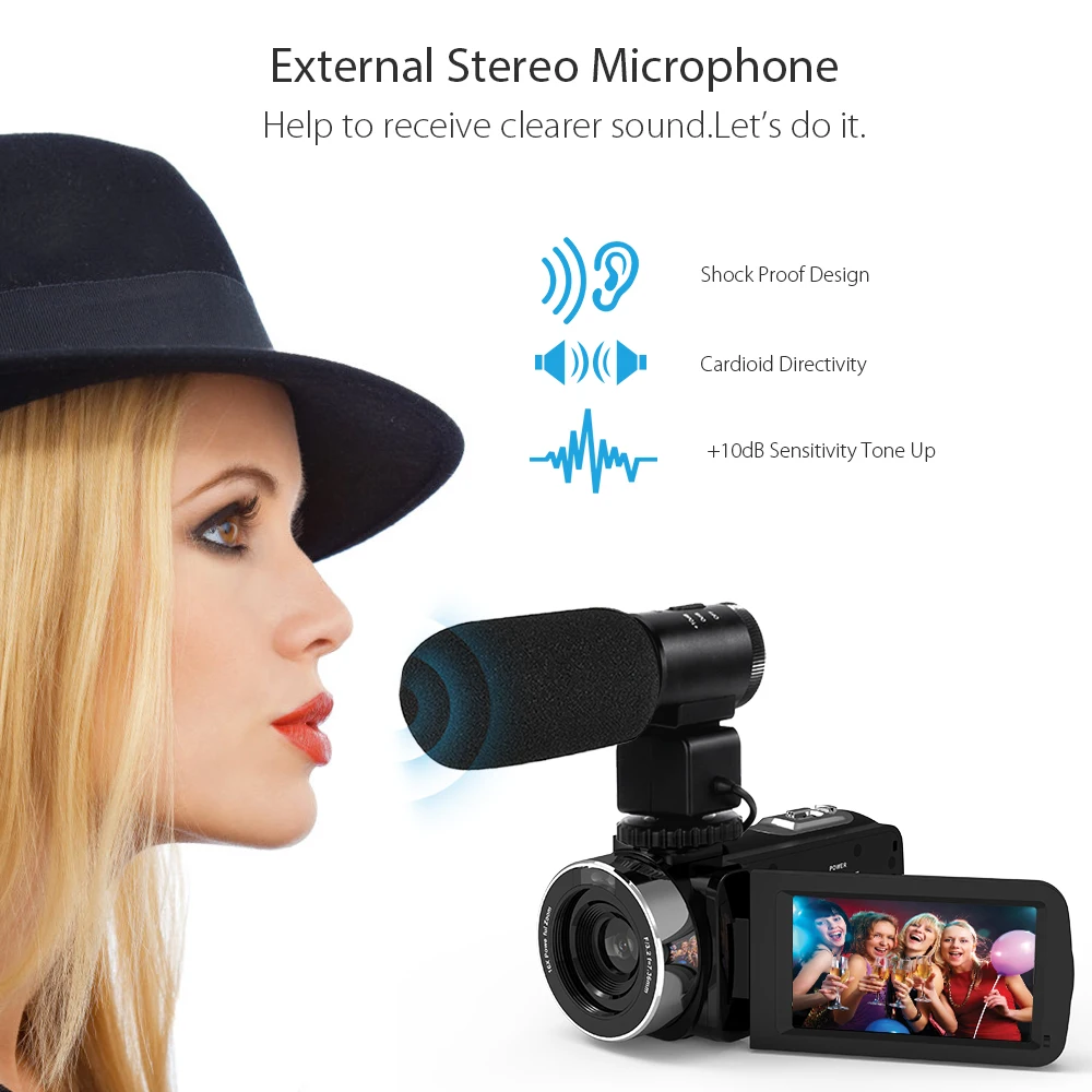 Andoer 1080P HD WiFi Портативная Цифровая видеокамера 16X Zoom 3," lcd сенсорный ИК Ночное Видение+ внешний микрофон