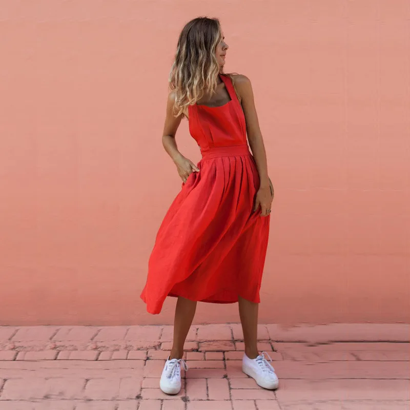 red adidas maxi dress