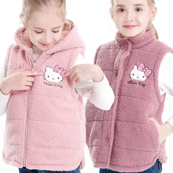 

Girls Vest Thick Fleece Warm for Winter Autumn Helloo Kitty Toddler Girl Vest Plus Velvet Baby Girl Winter Clothes Kid Baby Vest