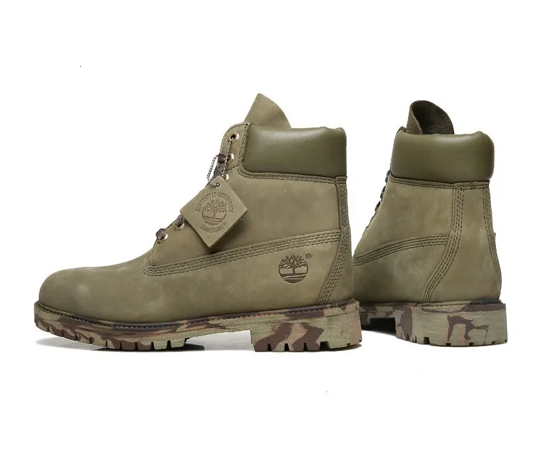 TIMBERLAND Для мужчин Водонепроницаемый военный зеленый камуфляж, носки с нескользящей подошвой на шнуровке теплые зимние ботинки, мужские кожаные ботильоны Обувь для прогулок