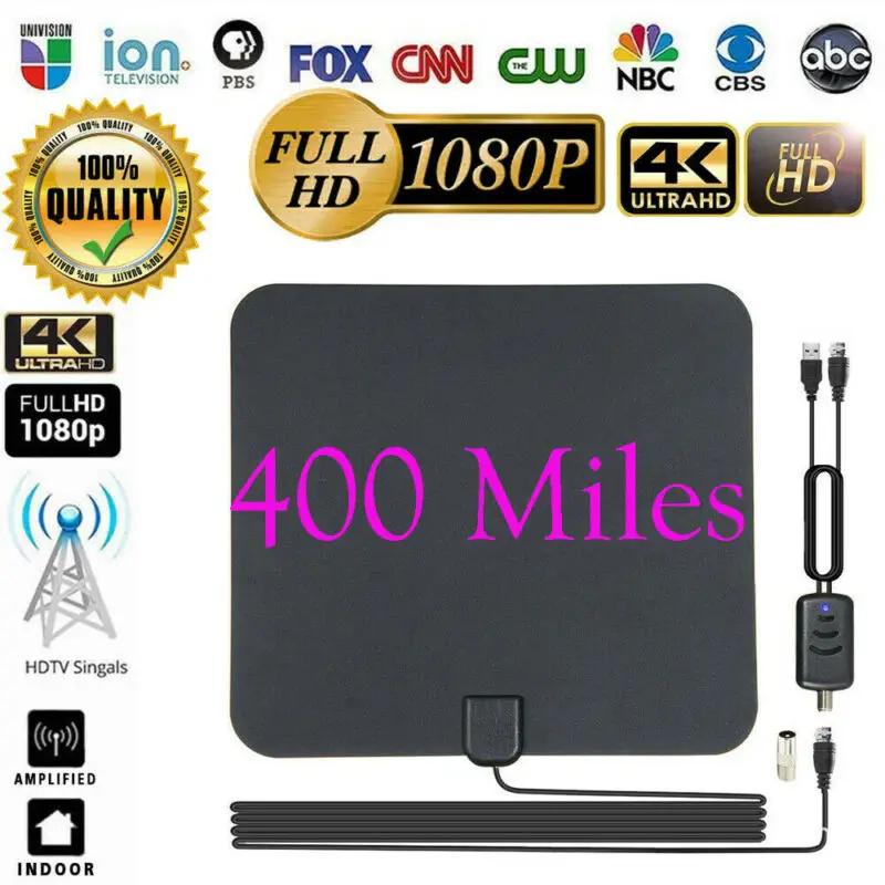 400 миля диапазонная антенна ТВ цифровая HD Skywire 4K Antena HD tv 1080P Внутренняя телевизионная антенна с усилителем