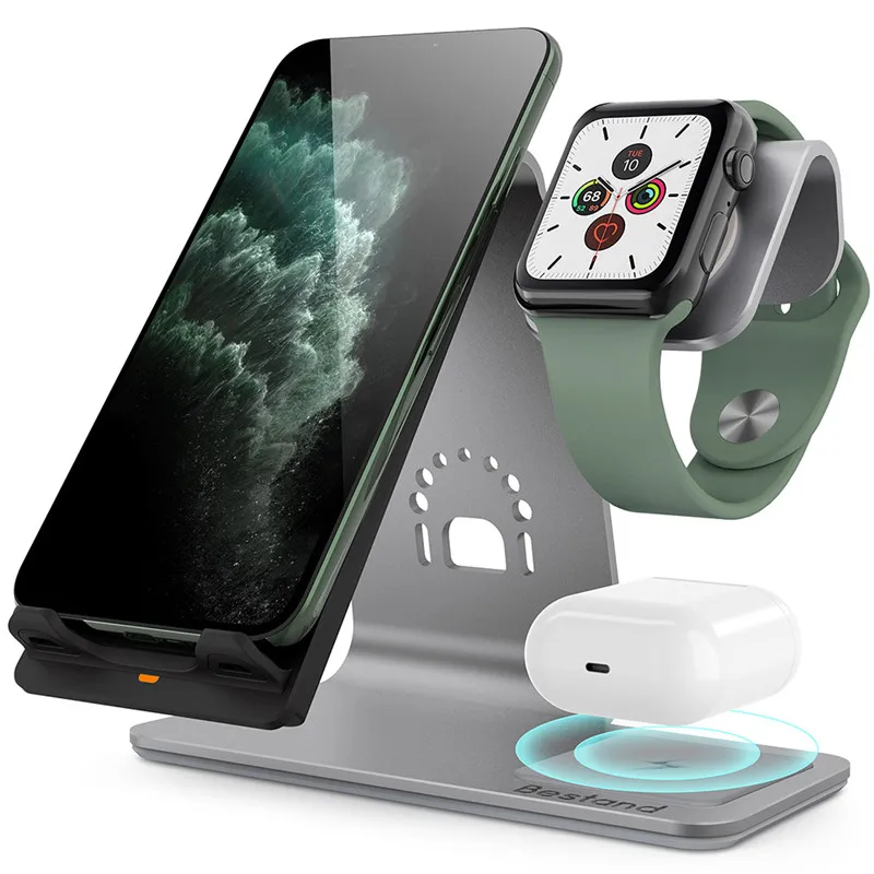 Беспроводное зарядное устройство 3 в 1 10 Вт для Apple Watch IPhone 11 Pro XS XR Airpods Qi|Зарядные