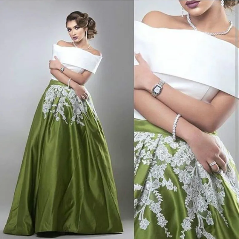 green and white gown