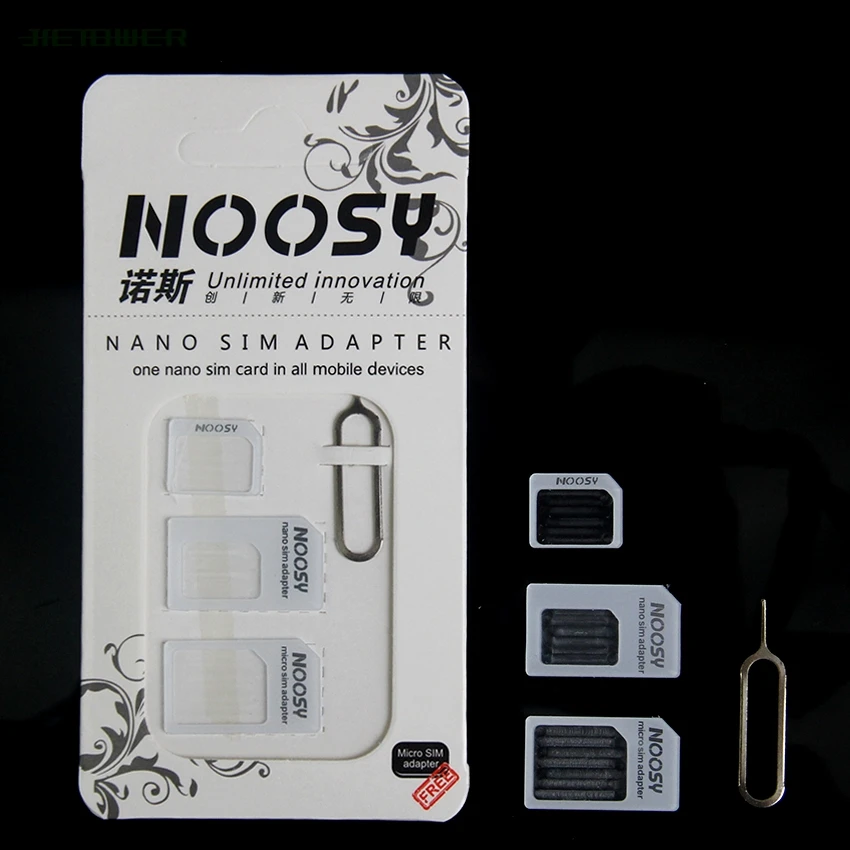 5000 компл./лот 4 в 1 Noosy Nano Micro SIM карта адаптер ввода ПИН-кода для iPhone 5 5S для iPhone 6, 6 plus, 7, 7 plus, с розничной коробкой