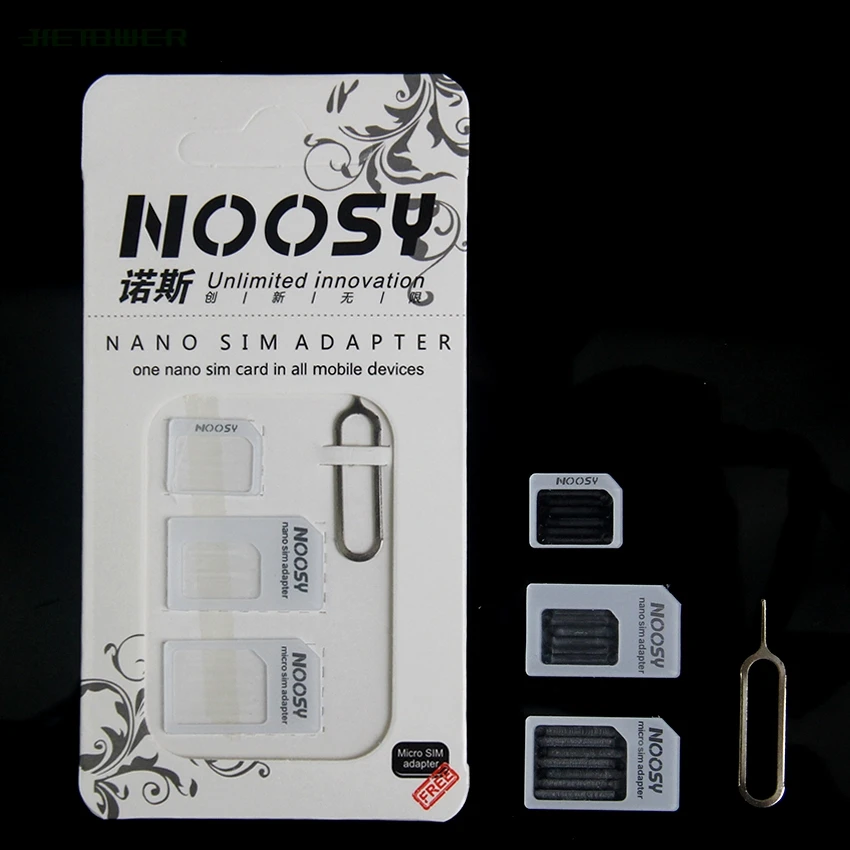 Tanie 5000 zestawów/partia 4 w 1 Noosy Nano Micro SIM Adapter sklep