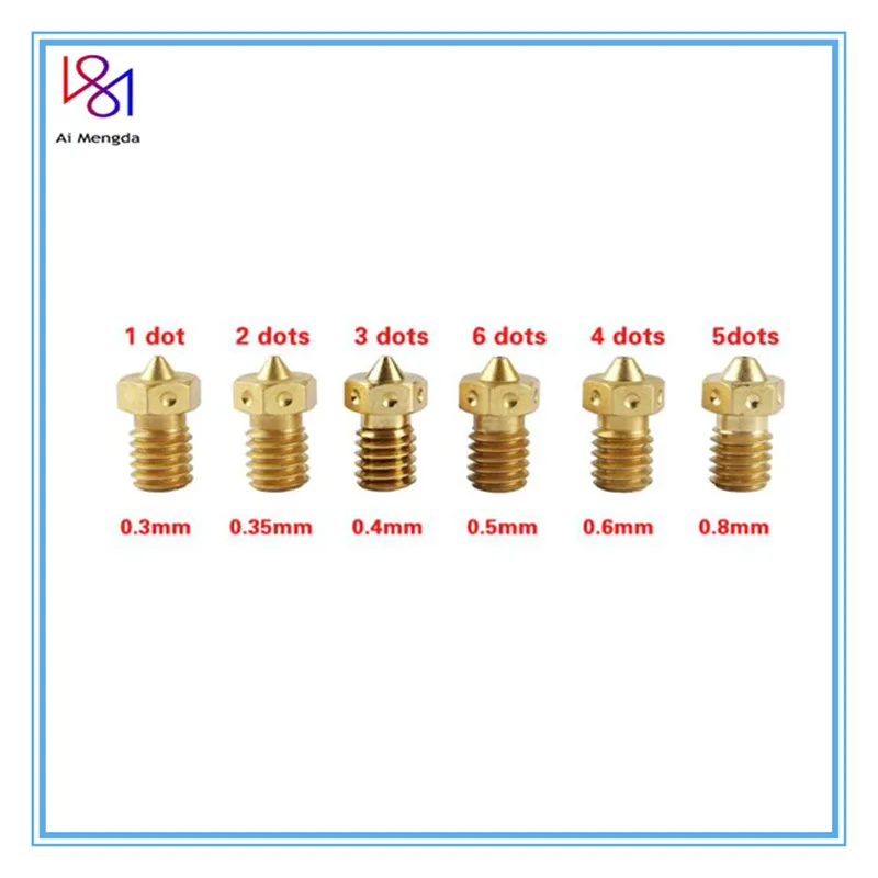 Top Quality 3d Printer Nozzle V6 Nozzle For 3d Printers Hotend M6 Thread For E3d Nozzles Hotend Titan Extruder 1.75mm Filament