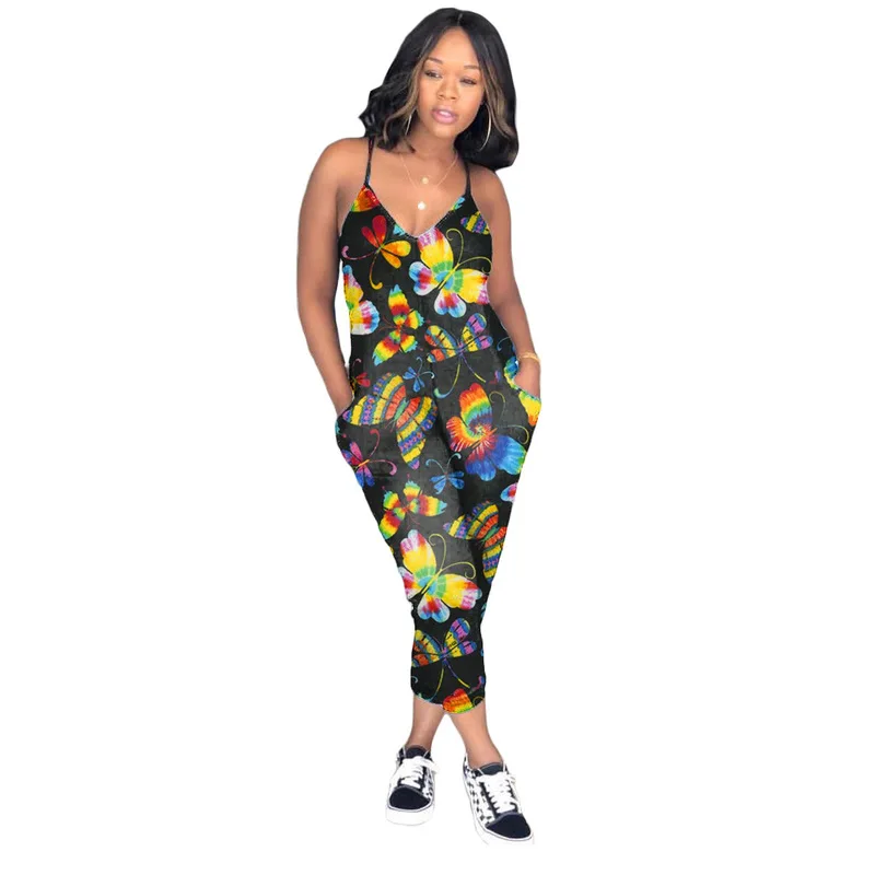 Butterfly Floral Print Rompers Womens Jumpsuit Spaghetti Strap Sleeveless Bodycon Playsuit Casual Deep V Neck Backless Bodysuit Butterfly Floral Print Rompers Womens Jumpsuit Spaghetti Strap Sleeveless Bodycon Playsuit Casual Deep V Neck Backless Bodysuit