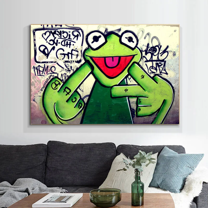 

Canvas Paintings Graffiti Frog Pop Sreet Art Posters Wall Prints for Living Room Posters and Prints Wall Art Picture Home Decor
