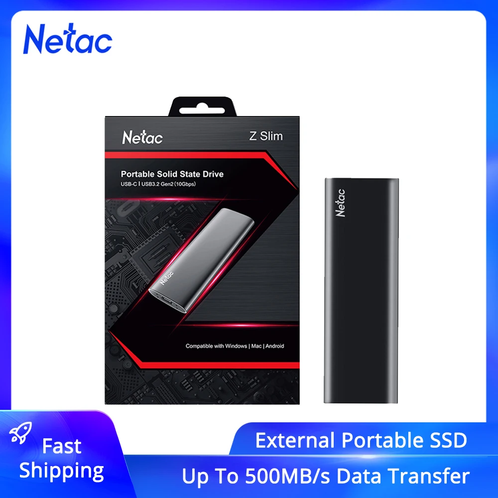 Netac-disco duro externo SSD para ordenador portátil, 1TB, 500GB, 250gb, 2tb, hdd tipo C, USB 3,2