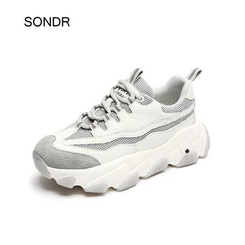 

2020 Spring White Shoes Women Platform Sneakers Patchwork Fashion Lady Chunky footware Breathable Thick Bottom zapatos de mujer