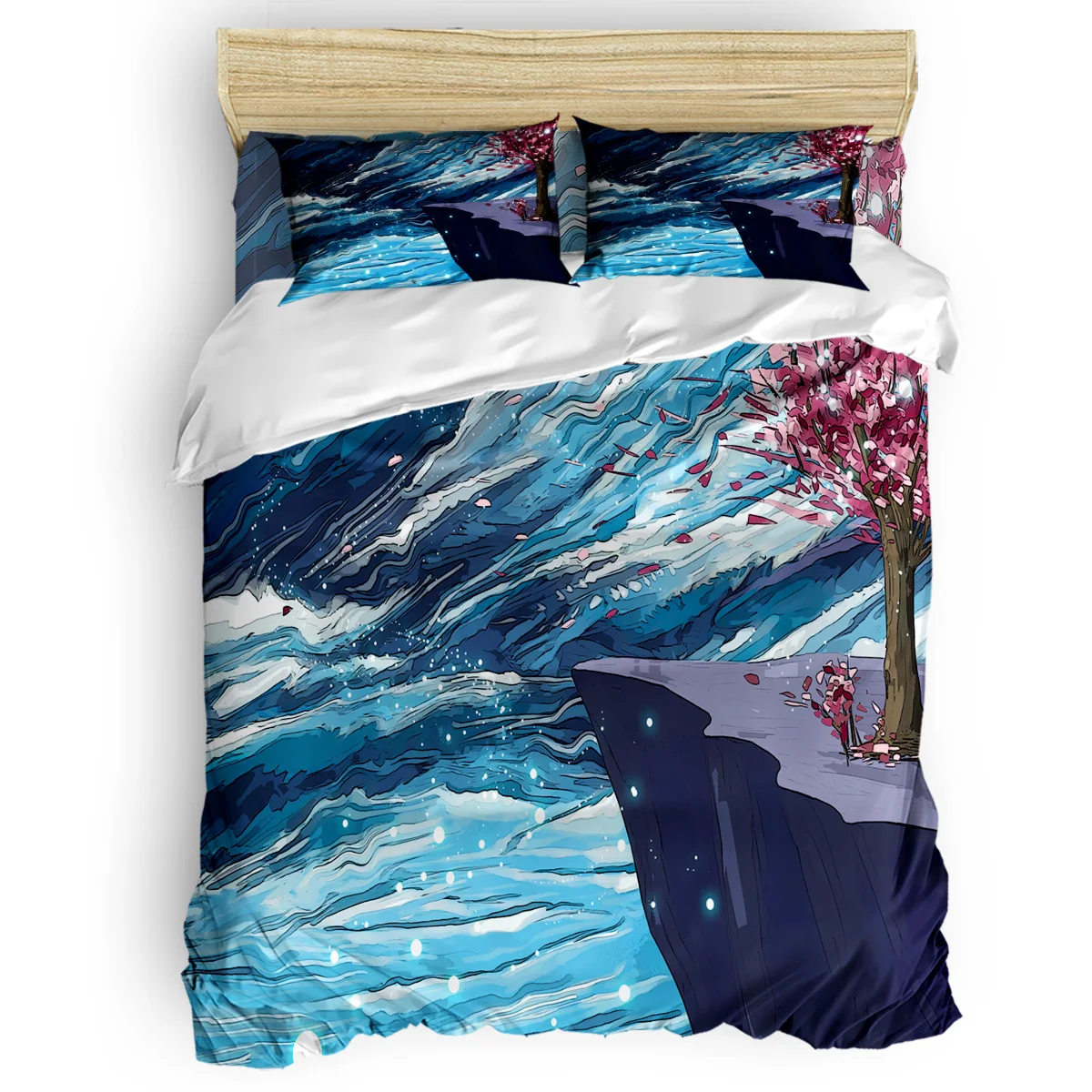

Happy Valentine'S Day Sea Cliff Trees Red Pattern Duvet Cover Set 3/4pcs Bedding Set Bed Sheet Pillowcases Cover Set