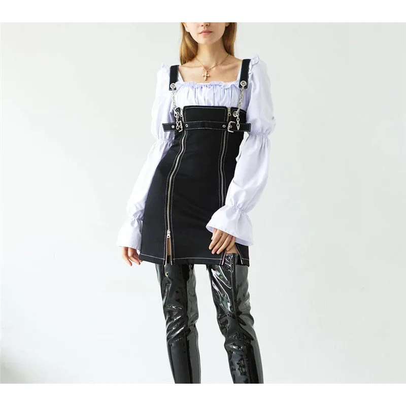 Женский сарафан на молнии корейский винтажный Асимметричный Сарафан бретельках