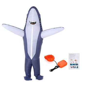

Adults Grey Shark Inflatable Costume Props Blow Up Inflatable Fancy Animal Dress for Halloween Cosplay Party Stage Performance