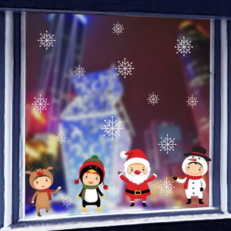 Рождественский подарок, снеговик, снежинка, Электростатическая наклейка на окна, для детской комнаты, Новогодняя Наклейка на стену, наклейки для дома, декоративные обои