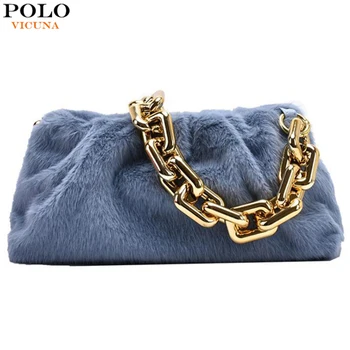 

VICUNA POLO New Arrival Faux Fur Women's Crossbody Messenger Bag With Chain Strap Trendy Cloud Design Ladies Sling Shoulder Bags