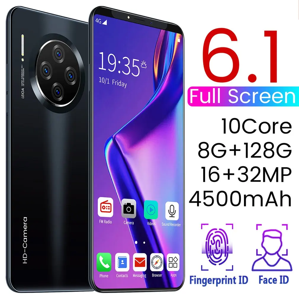 6,1 дюймовый смартфон для Mate33 Pro, большой экран, Android 9,1, смартфон, Hd дисплей, 8 ядер, 4500 мАч, 8 ГБ+ 128 Гб, Hd камера, мобильный телефон