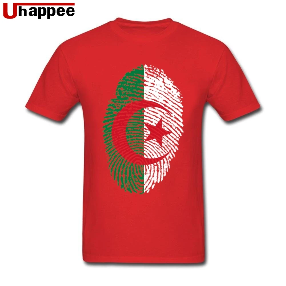 Фитнес Алжир флаг отпечатков пальцев мужские футболки Cool Винтаж друг и подруга изображением из мультфильма, футболки для детей - Цвет: Красный