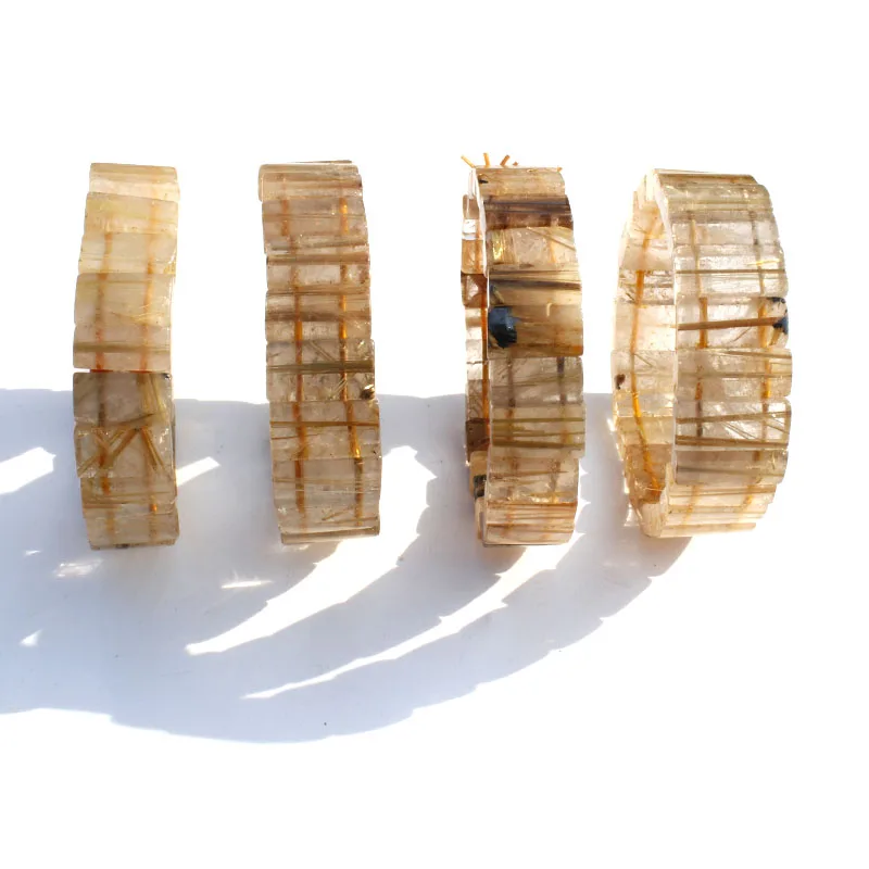 

1 Pcs Natural Golden Rutilated Crystal Stone Bracelet