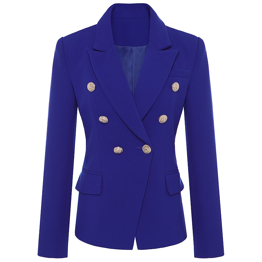 

High Quality New Runway Nice Designer Blazer Jacket Women's Metal Lion Buttons Double Breasted Blazer Outer Coat S-XXXL