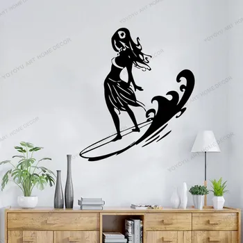 

Surfing Girl Surf wall decals Surfer Boy Wall Decals Surfing Sports Decals Surfboard Wall Decals waves Wall Decals yw-215