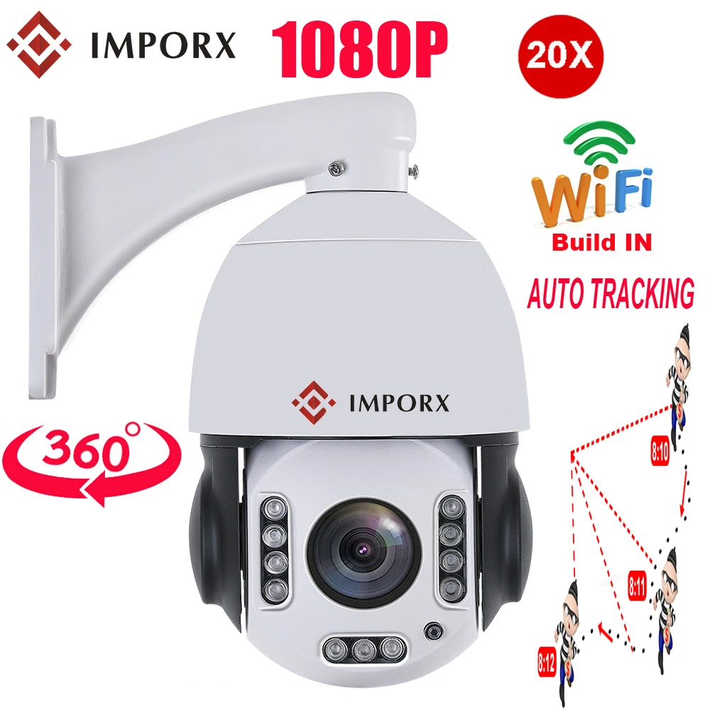 

Full HD 2MP 20x zoom auto tracking PTZ speed dome IP camera Humanoid recognition IR wifi camera p2p Onvif H.265 Home CCTV Camera