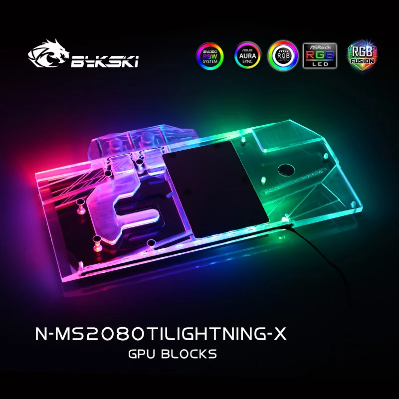 Bykski N MS2080TILIGHTNING X полное покрытие видеокарты блок водяного охлаждения для MSI RTX2080Ti