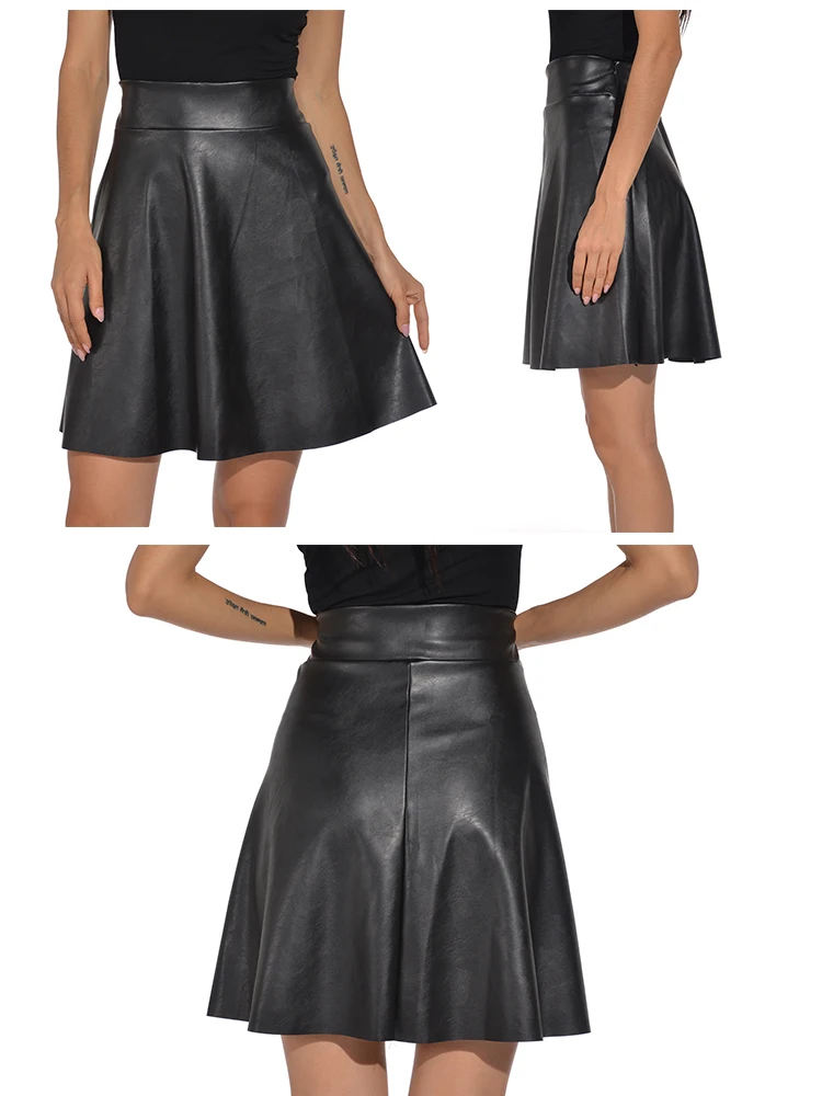 Black Short Spring Summer Skirts Plus Size Above Knee Mini Fashion Sexy Faux  Leather Feminine Dance Casual Club Wear Streetwear - Skirts - AliExpress