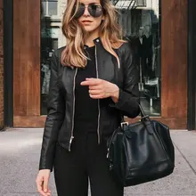 Faux Leather Jacket Women Cool Motorcycle Jackets Pu Leather Solid Waterproof Long Sleeve Coat Ladies Streetwear Slim Jacket Hot