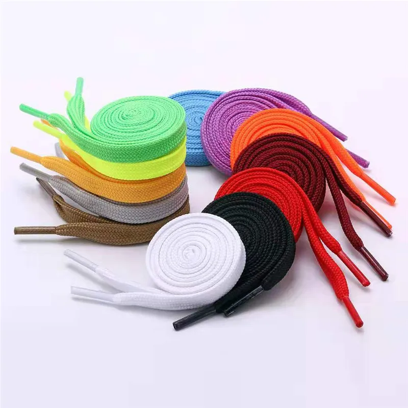 1 Pair Colourful Polyester Shoe Laces Solid Color Casual Sport Running Flat Shoelace Shoe Strings For Sneakers Sport Shoes New