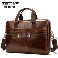 Men's Briefcase Men's Real-Leather Bag Portfolio 14-Inch Computer Bag Men's Portable Shoulder Bag