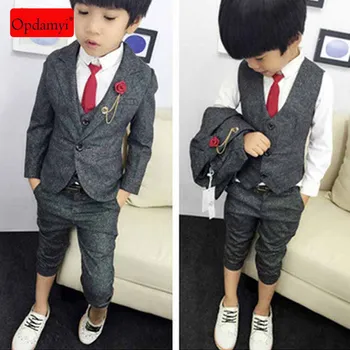 

Children's Wear Wedding Birthday Party Dress Boy Clothing Vest Pants Shirt Gentleman Three-Piece Dance Party Tuxedo