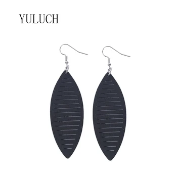 

YULUCH Geometric natural wood hollow pendant earrings for women 6 colors girl art simple accessories woman woooden earring lady