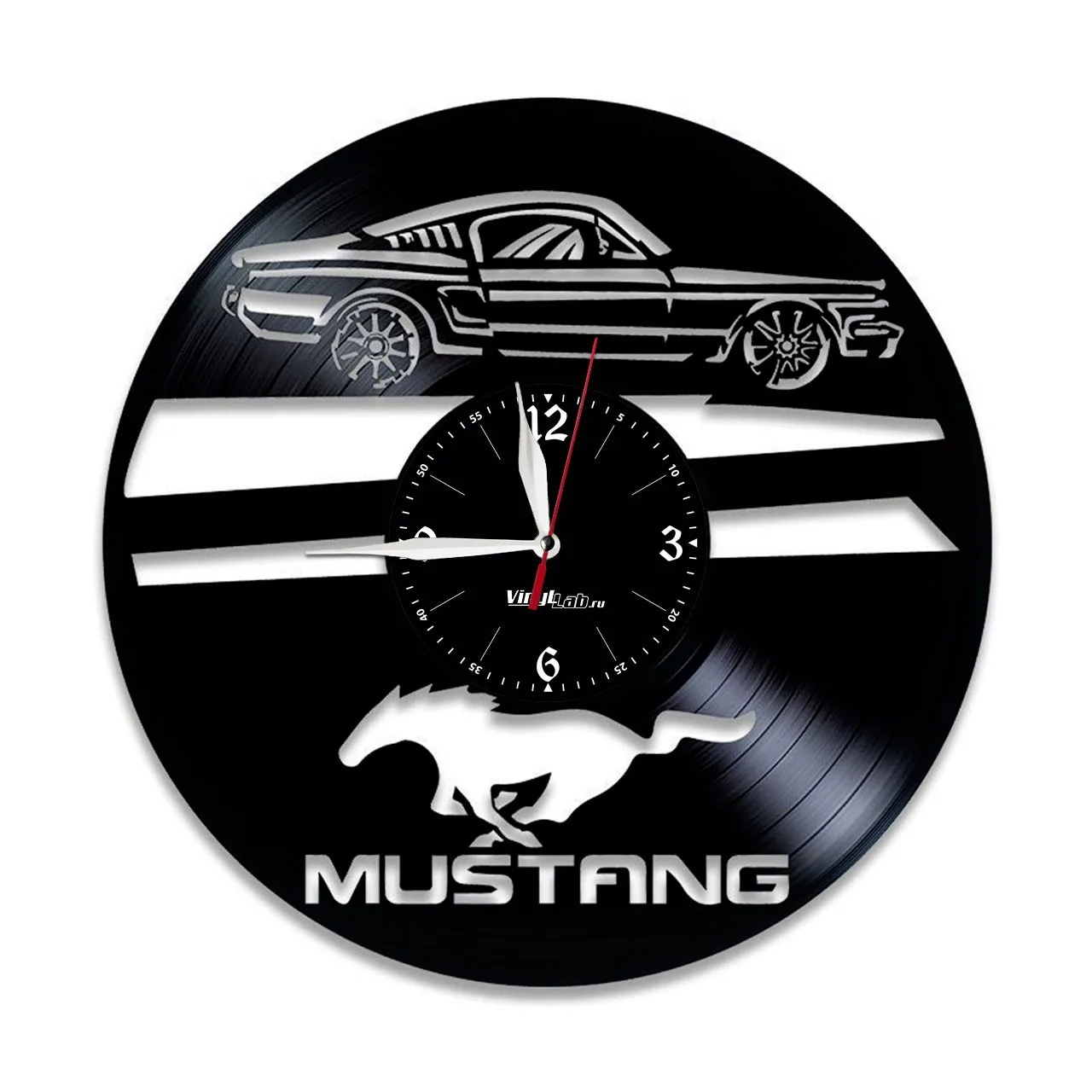 Настенные часы из виниловой пластинки &quotFord Mustang&quot | Дом и сад